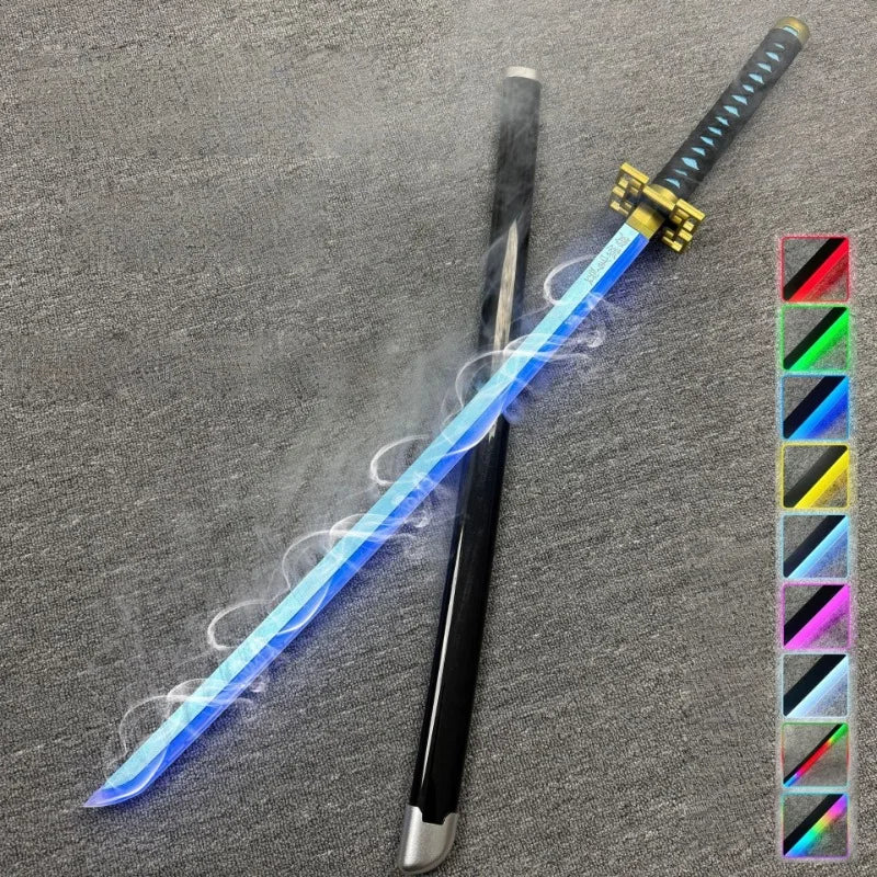 40inch/104cm Demon Slayer Smoke Katana LED Light Up Mist Vapor Sword  Zenitsu Real Size Anime Cosplay Prop Unsharpened Toy Gift